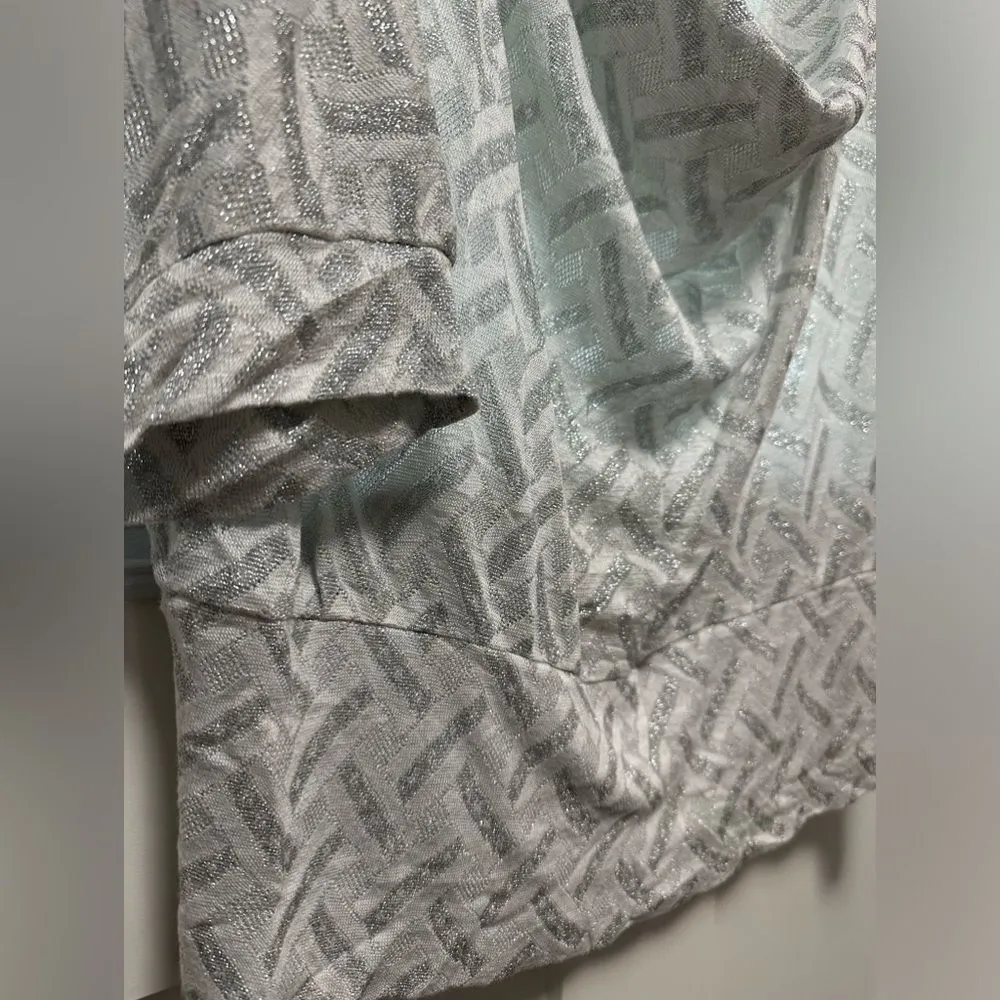 Cato Cowl Neck Short Sleeve Sweater Large Silver Gray (292) - Image 2