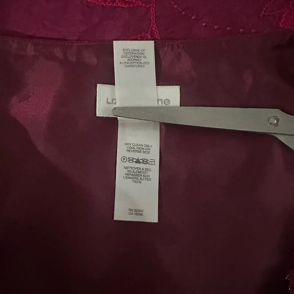 Liz Claiborne Fuchsia Silk Beaded Embroidered A Line Knee Length Skirt Sz 16 - Image 4