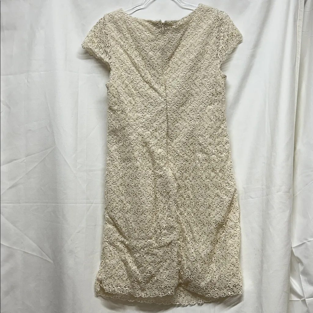 Talbots Dress Women Size 12 Petite Cream Lace Crochet Embroidered Boho Cottage - Image 8