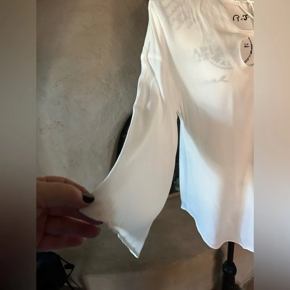 Frame Denim Mirrored Lace Up Tie Front Blouse - Image 3