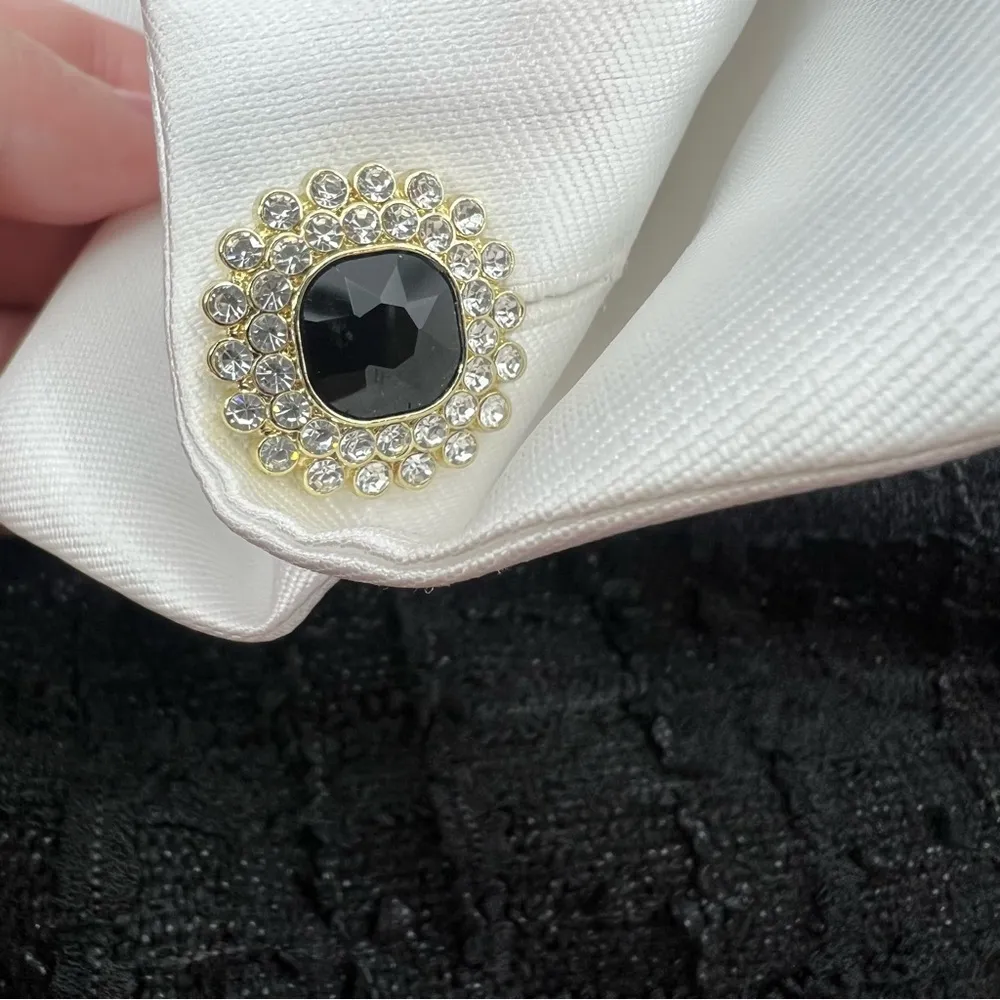 NWT Edward Archour Paris Two Tone Bow Metallic Tweed Dress - Image 8