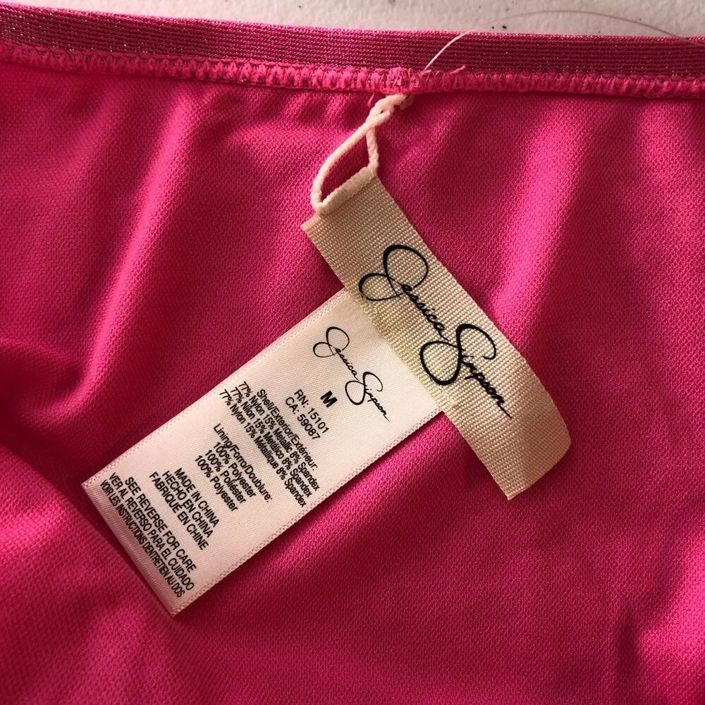 Jessica Simpson Pink Metallic Sparkle Hipster Bikini Bottom M - Image 4