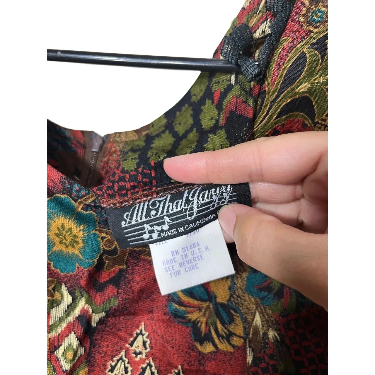 All That Jazz Vintage Floral Tie Front Short Sleeve Maxi‎ Dress Scoop Neck 9/10 - Image 9