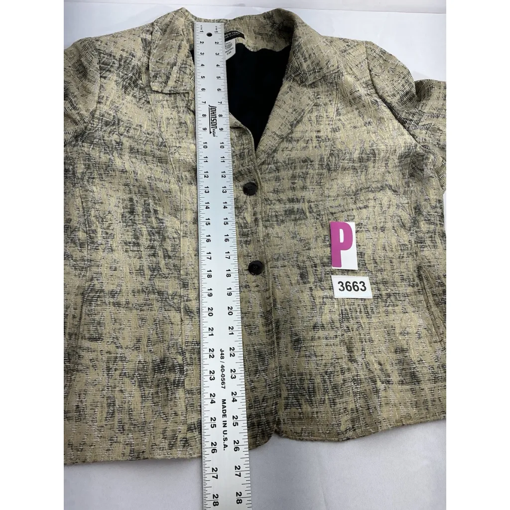 Womans Jones NY Woman 20w Gold Black Shimmer Button Down Lined Blazer - Image 6