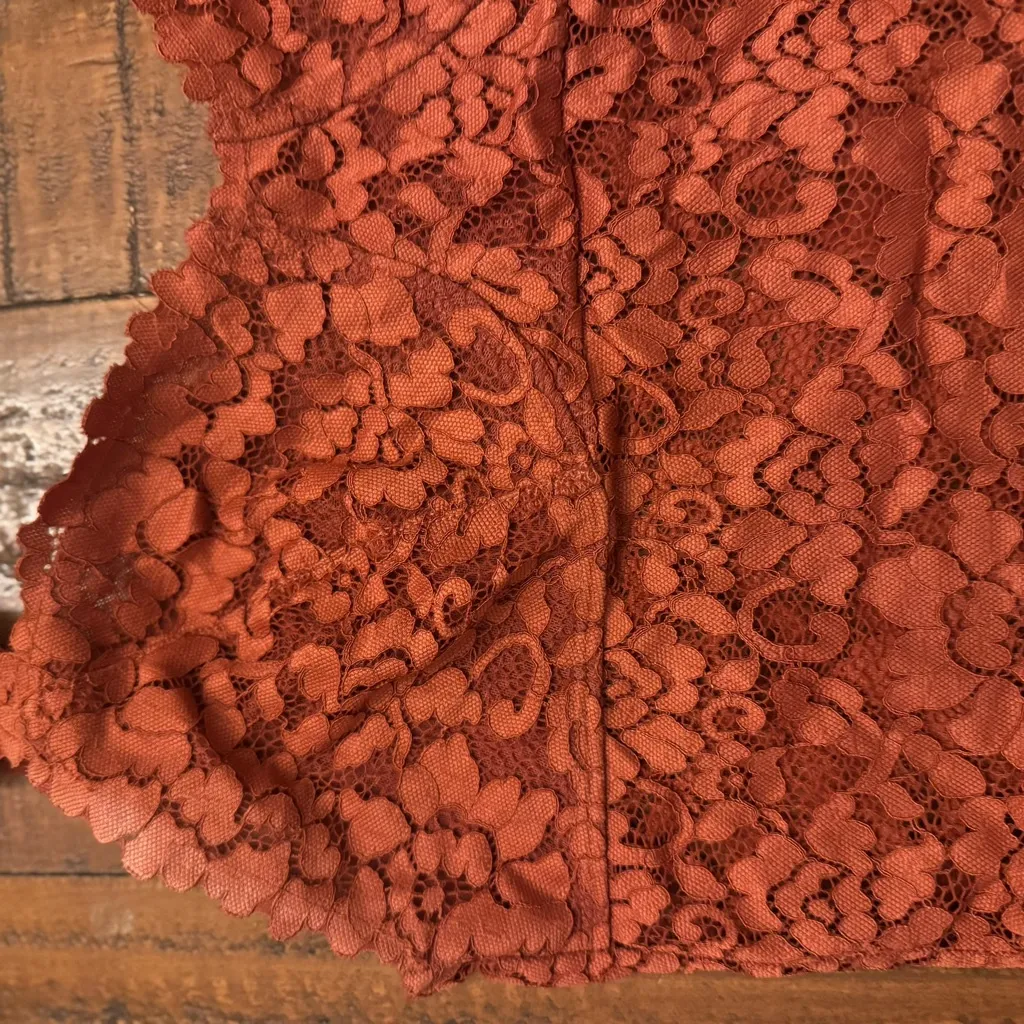 Lace Cropped Tank Top in Rust - Image 3