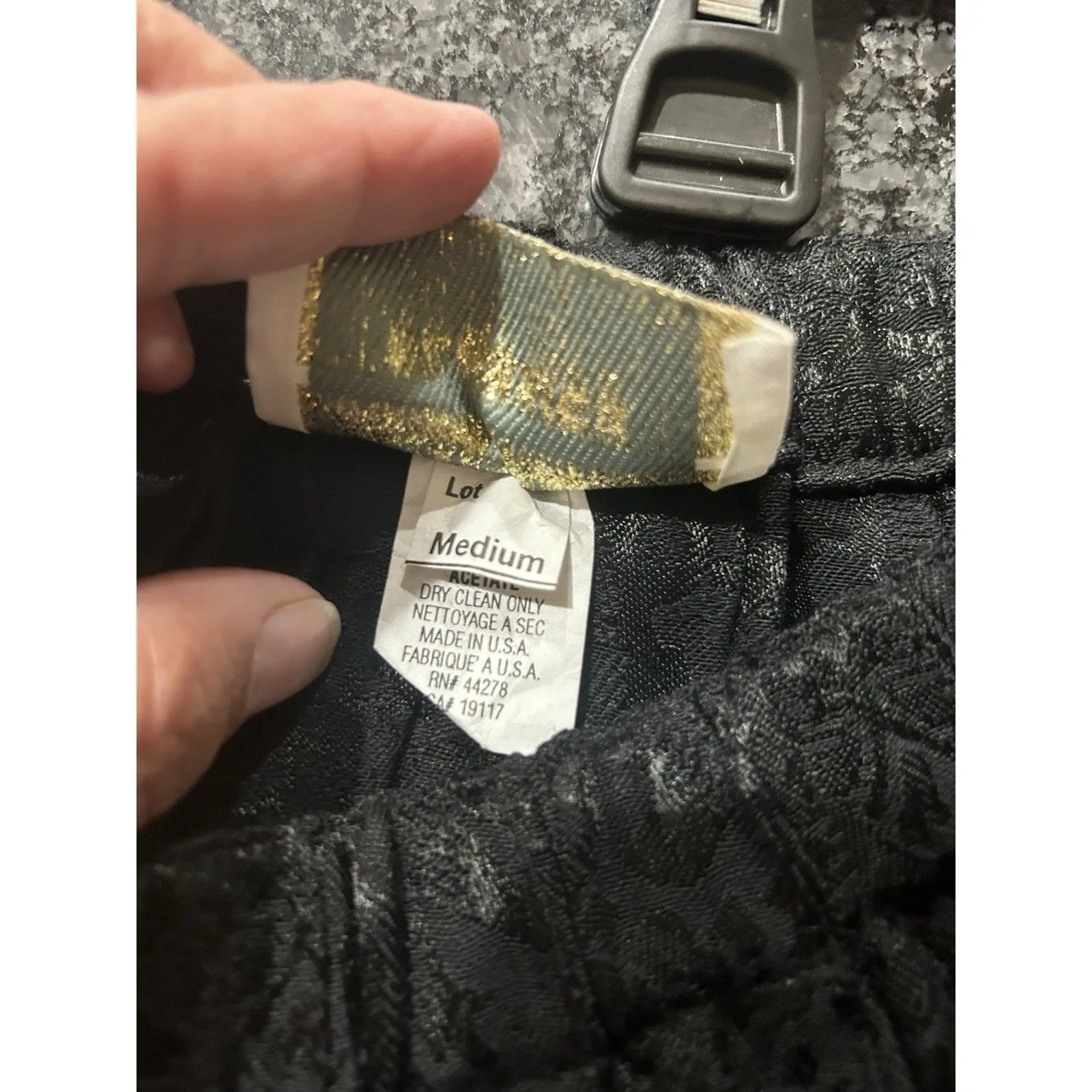 Vtge Pleated Damask Skirt Women’s Medium Whimsigoth Fairygoth Witchy Black Midi - Image 5