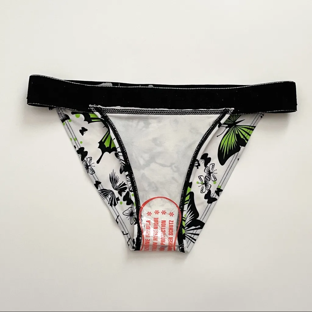 69 Slam White Black Green Butterfly Bikini Bottoms NWT Small Elastic Waistband - Image 5
