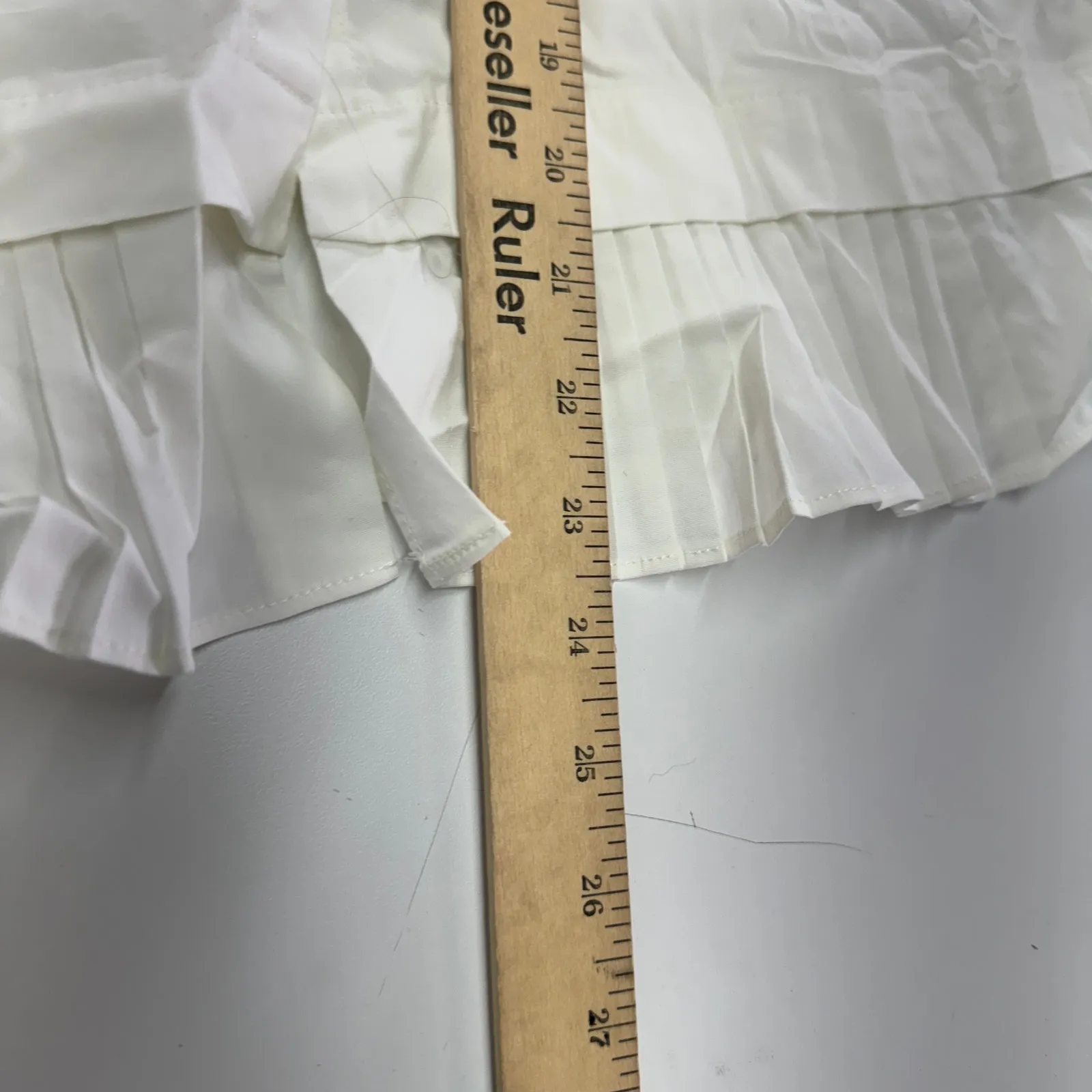 J.Jill Top Womens X Small White Shirt Collection Button Down Pleated Hem Blouse Size XS - Image 7