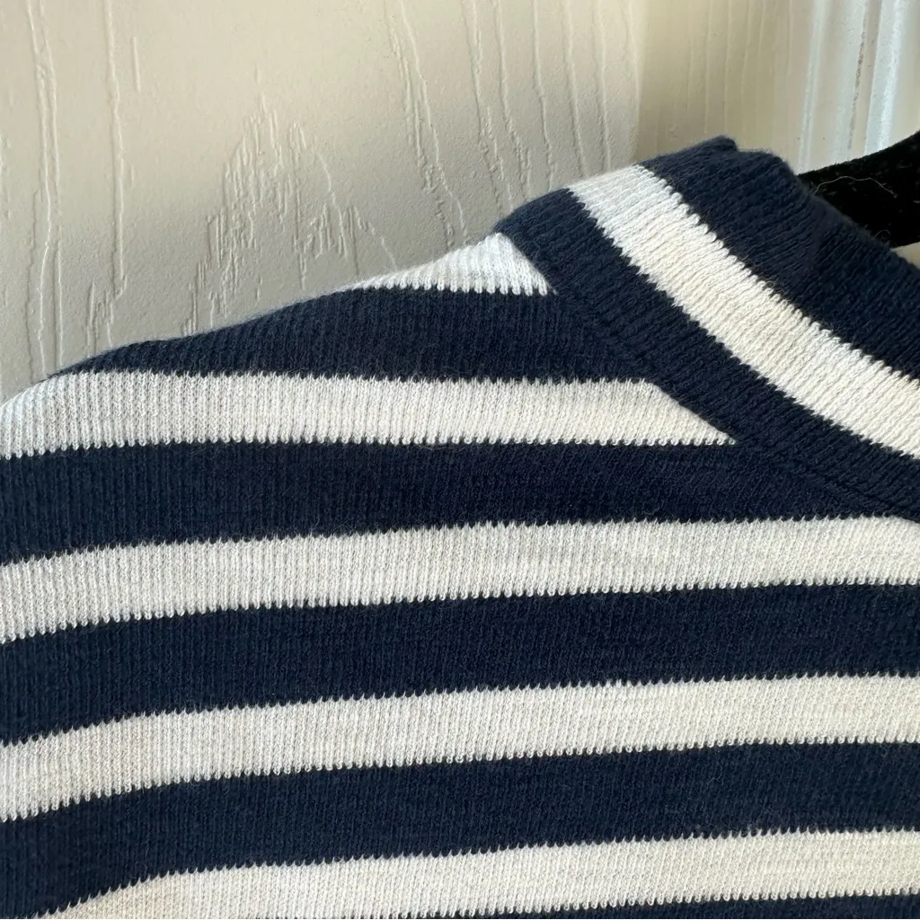 Striped Navy and White Lace-Up Top - Image 4