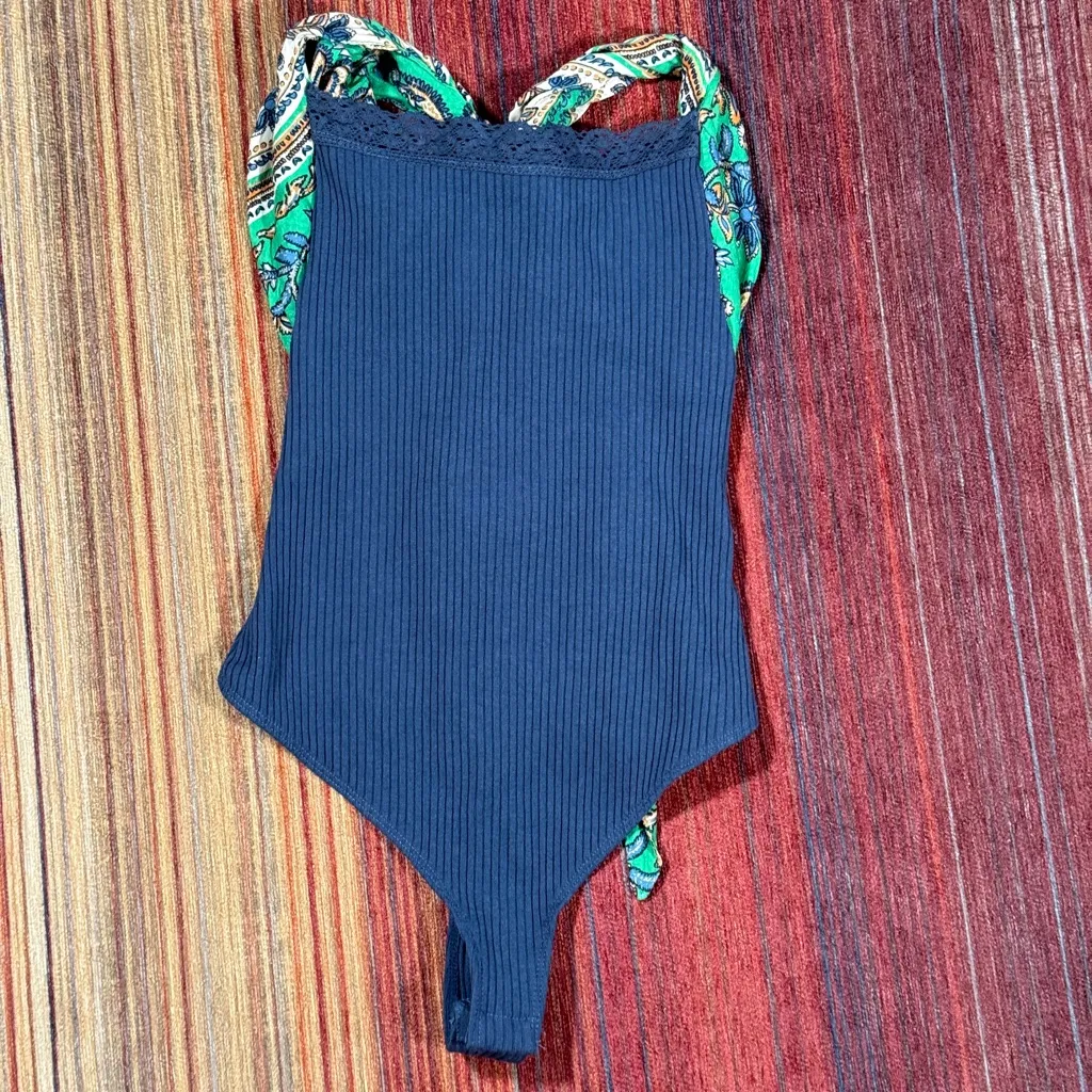 Free people -Eyes For U Halter Bodysuit - Navy Combo - Image 3