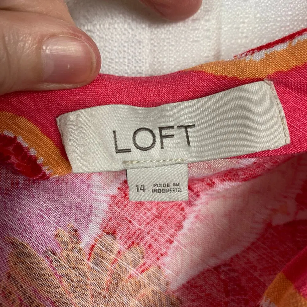 LOFT Pink Textured Floral Line Blend Strappy Maxi Dress Sz.14 - Image 7