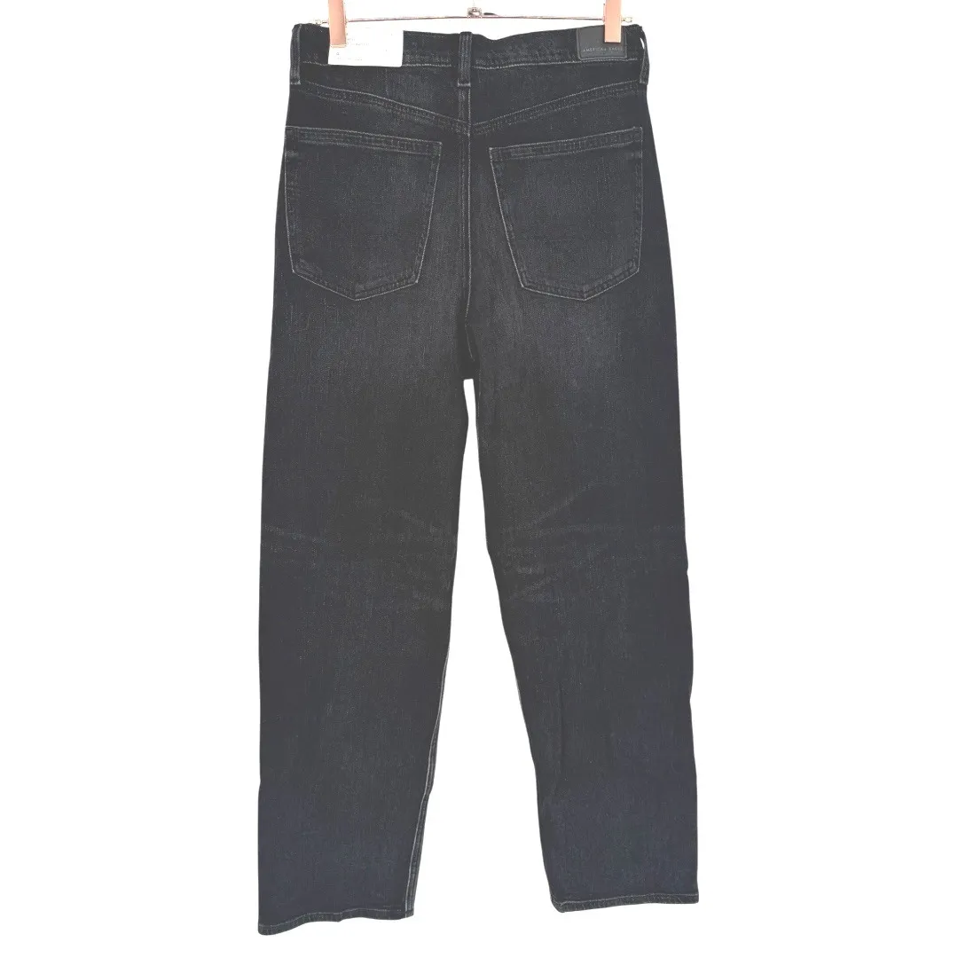 NWT American Eagle Strigid Super High Rise Baggy Straight Black Jeans Sz 4 Short - Image 2