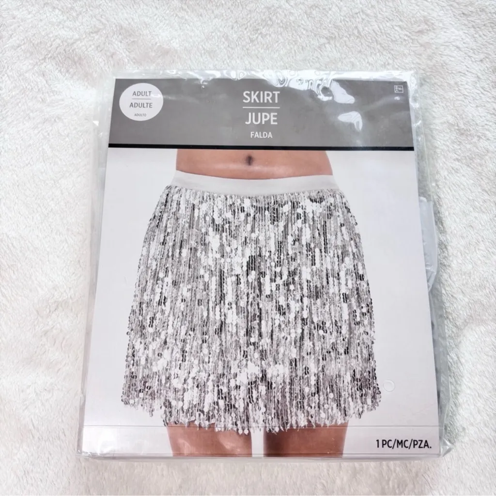 Sparkle Sequin Silver Skirt Fancy Dress Up Halloween‎ Adult Costume Accessory Size undefined - Image 2