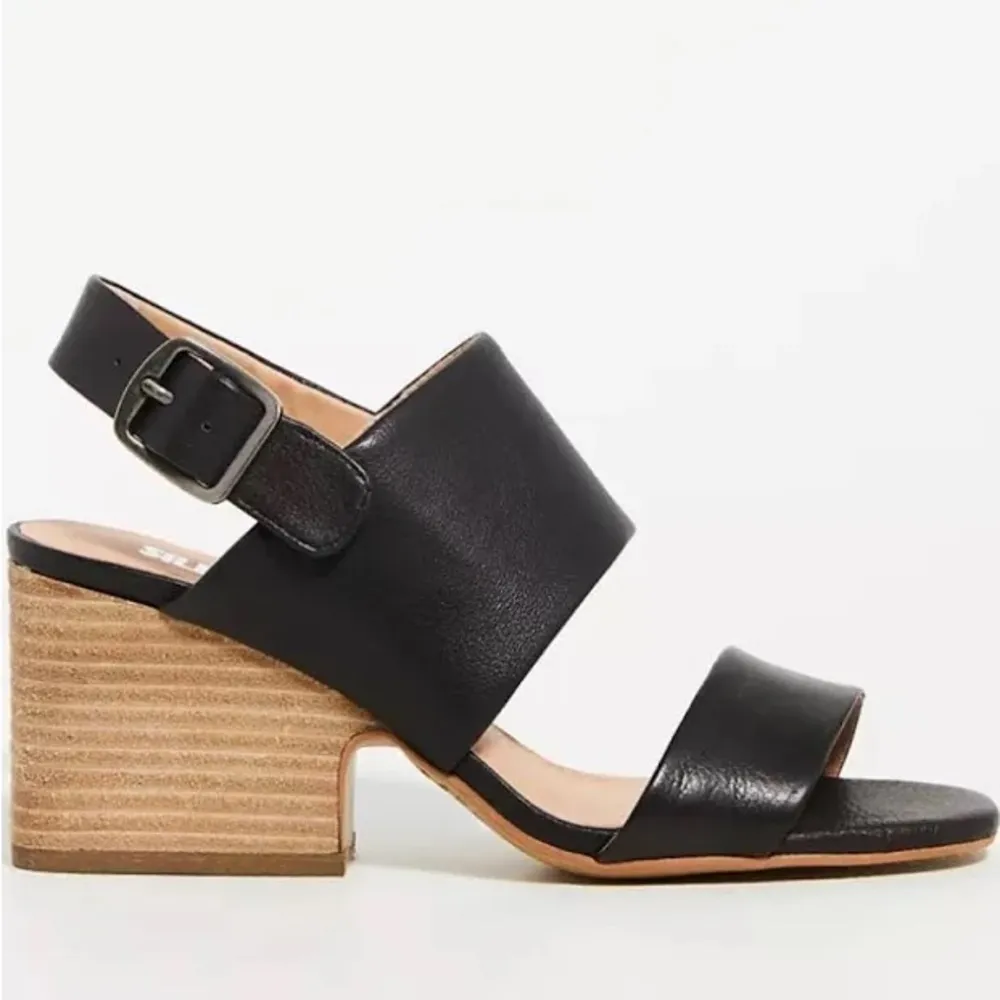 Anthropologie Silent D leather black heel sandals - Image 2