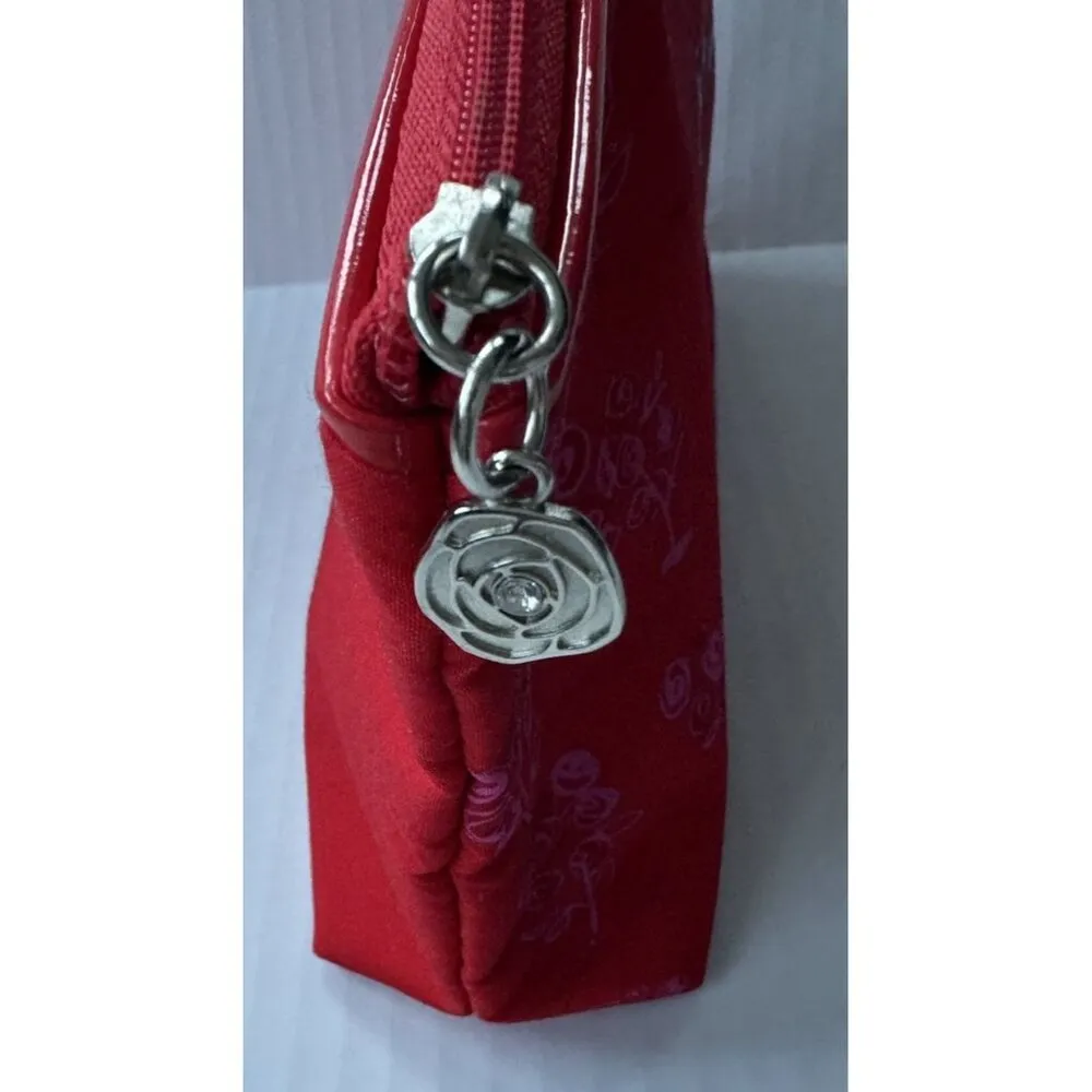 New LANCOME Paris je t'aime! RED Travel Cosmetic Makeup Bag Case Toiletry Vacay - Image 5