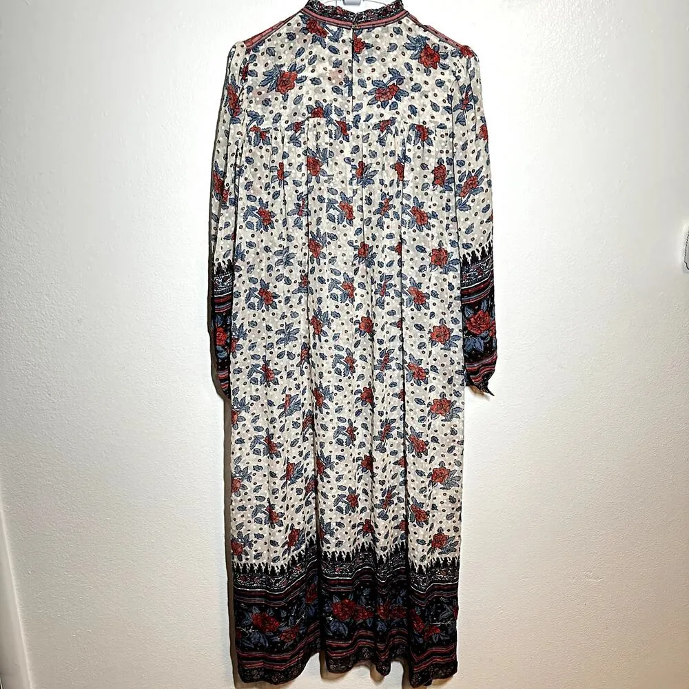 Ulla Johnson Prisma Dress Balloon Sleeve High Neck Boho Floral Print White 6 - Image 5