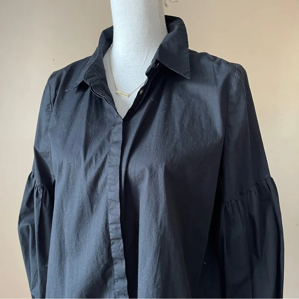 VINCE CAMUTO | Black Lantern Sleeve Button Down Blouse Sz M - Image 4