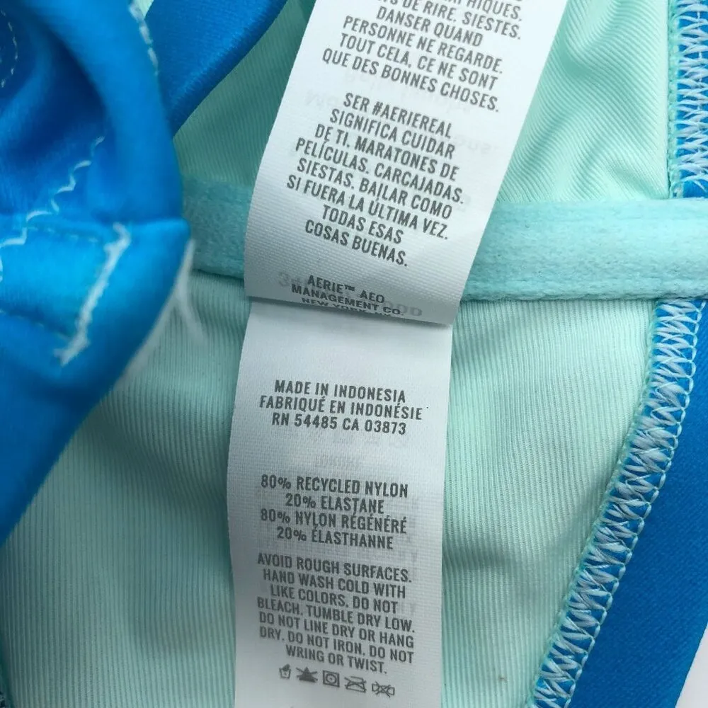 Aerie Bikini Top Unlined Underwire Floral Blue 34DD - Image 4