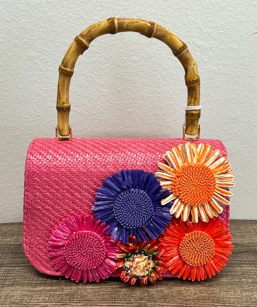 Haute Hippie | Pink Mini Bag w/ Bamboo Handle & Crossbody Chain - Image 1