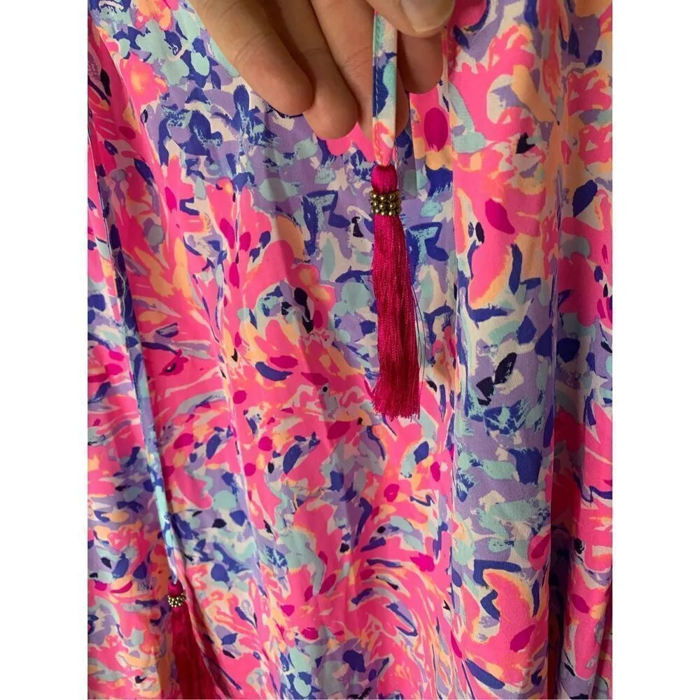 Lilly Pulitzer Finch Top Coco Coral Crab silk top blouse women's size small - Image 5