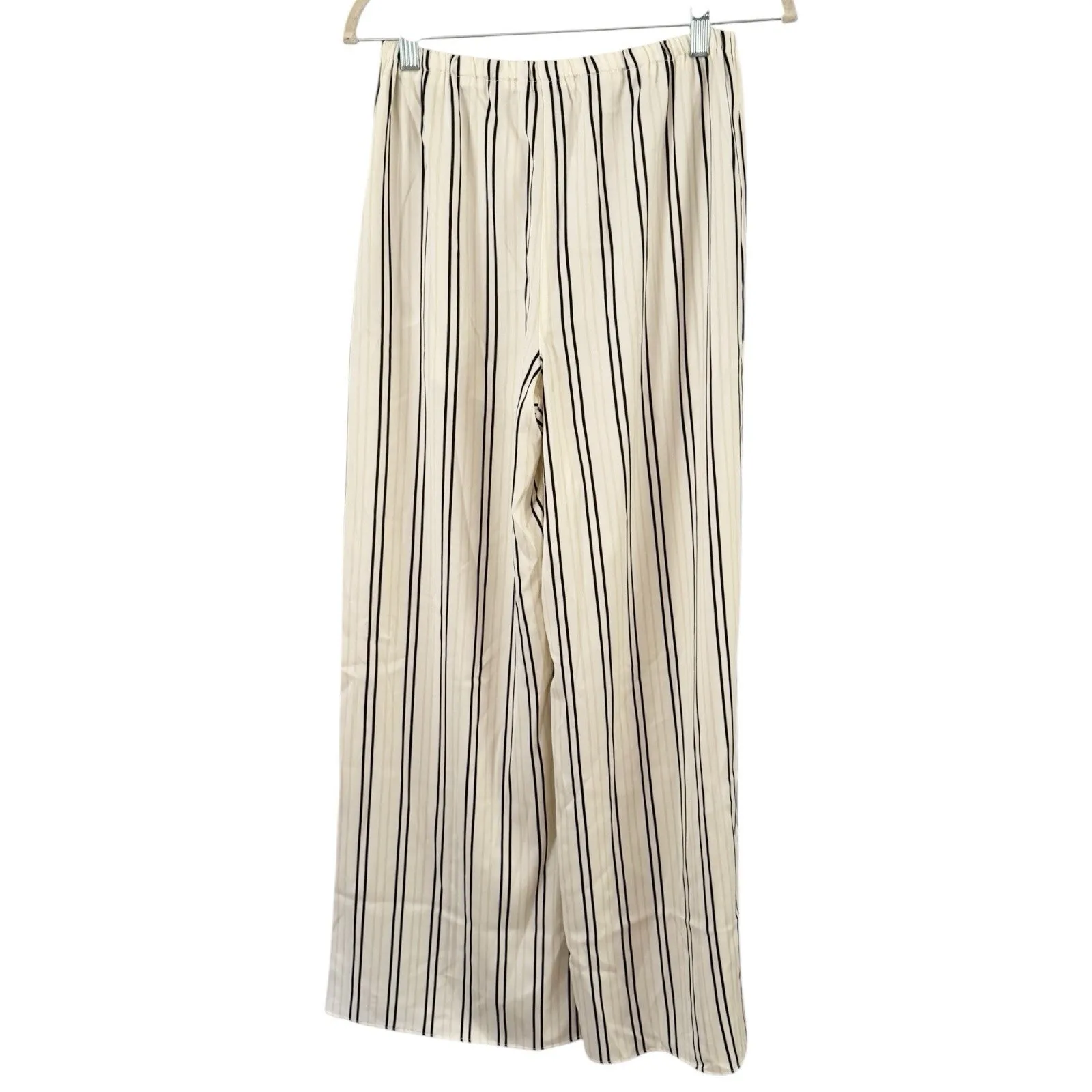 NWD TopShop Cream Striped Satin Wide Leg High Rise Pants Women’s Size 6 - Image 5
