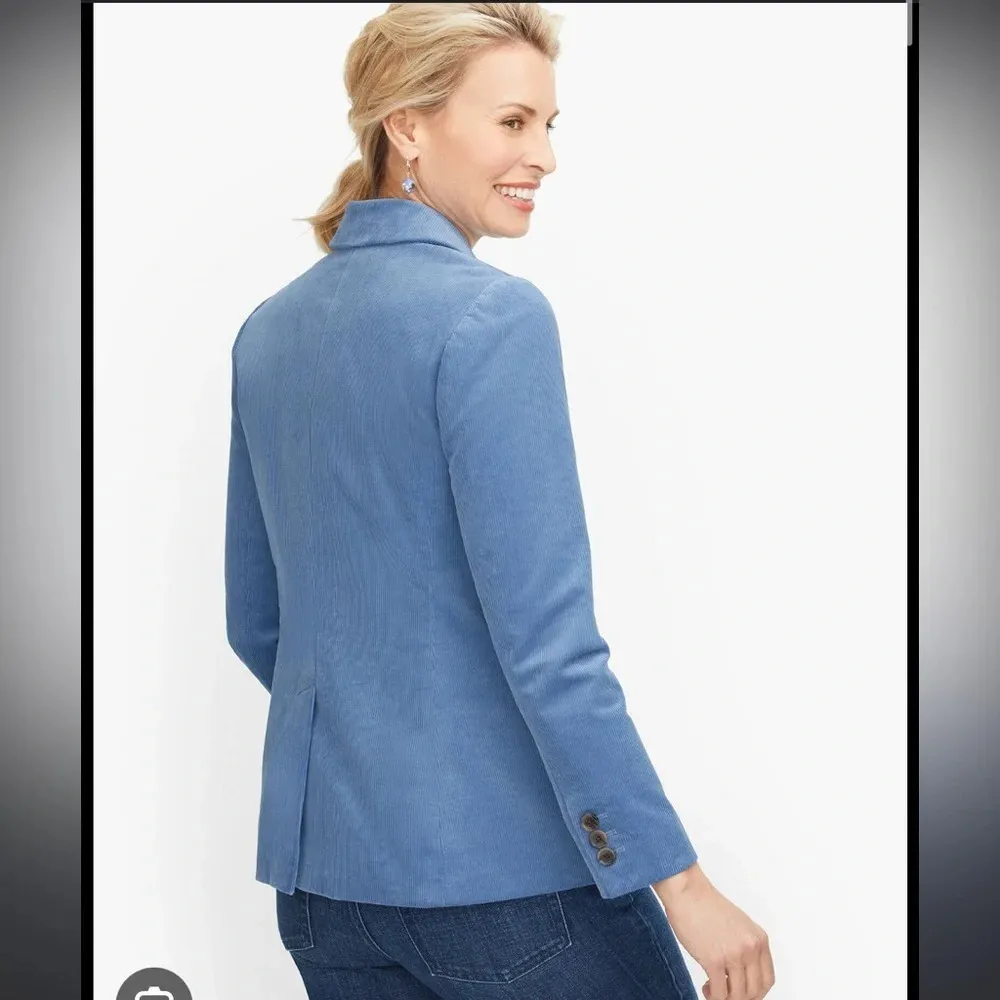 TALBOTS BLUE CORDUROY DOUBLE BREASTED BLAZER - Image 2
