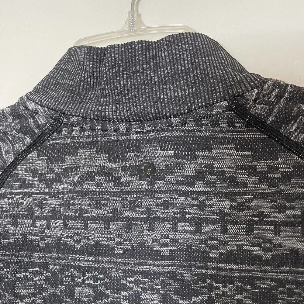 Lululemon 1/4 zip Gray black aztec knit pullover long sleeve top size 8 - Image 3