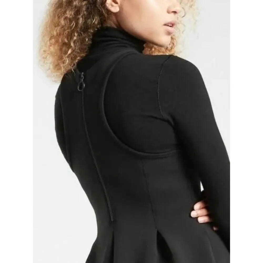 ATHLETA | XSP | En Route Black Sleeveless Pleated Zip Back Scuba Mini Dress - Image 2