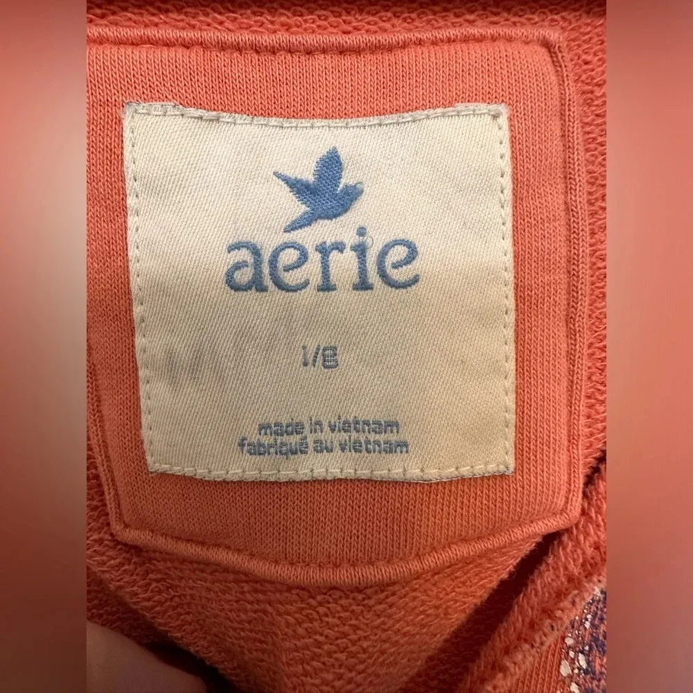 Aerie 2010 pink Peace, the world over graphic hoodie sweatshirt - Image 7