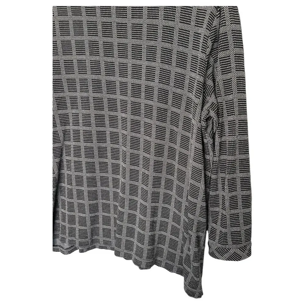 J Jill Top Womens 2X Windowpane Round Neck Long Sleeve Pullover Black Gray - Image 11