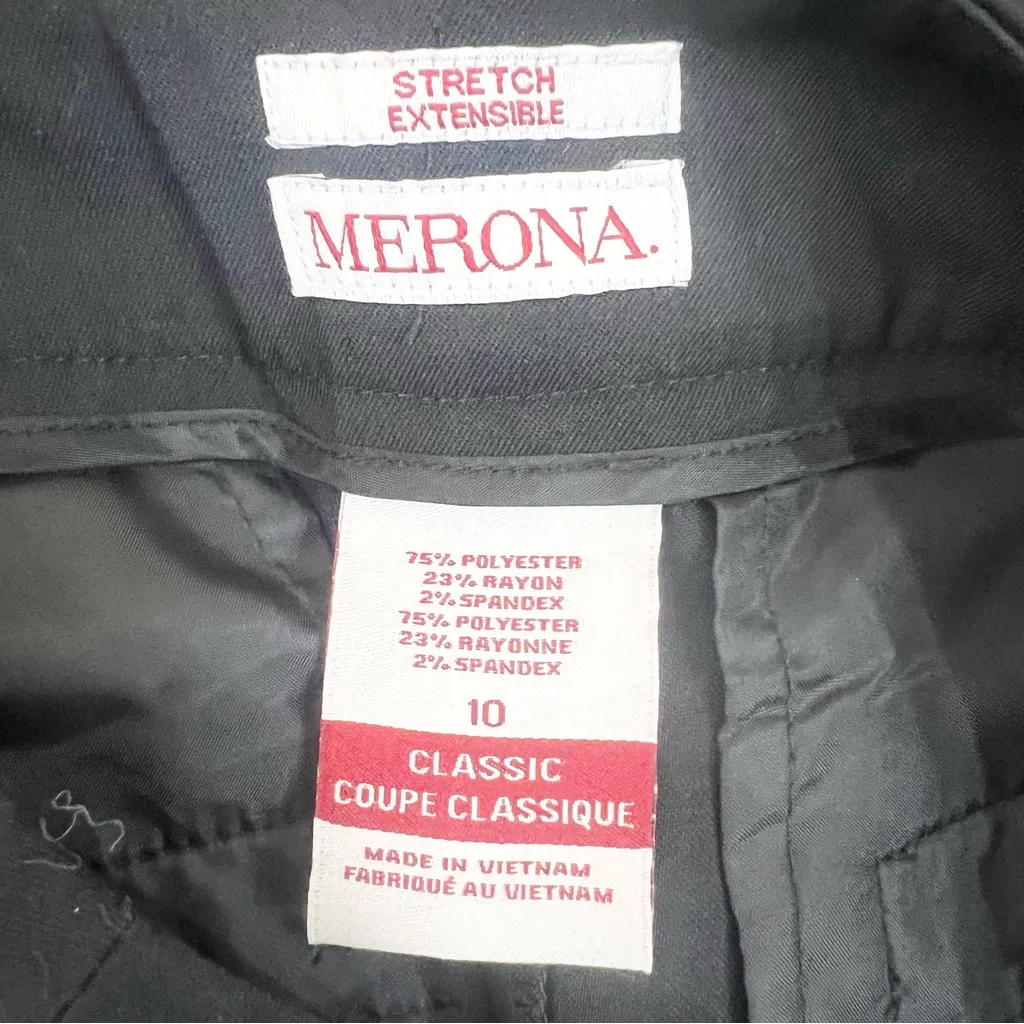 Merona Black Stretch Dress Pants Size 10 Classic Fit Office Trousers - Image 7