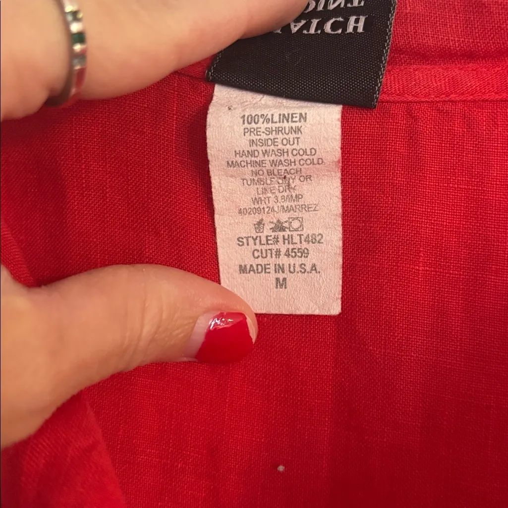 Matchpoint Red Linen Cover Up Dress Size M - Image 3