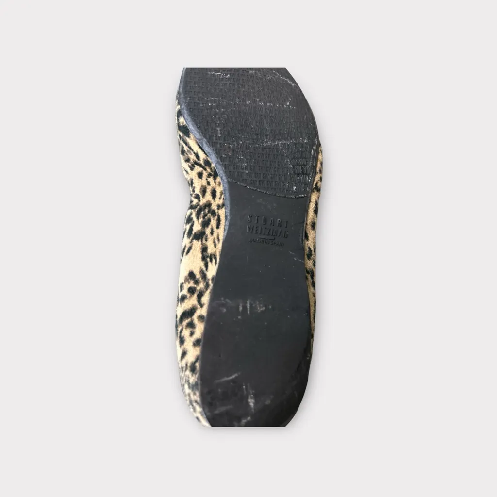 Stuart Weitzman Women Sz7 M Lastikon Leopard Print Suede‎ Ballet Flat Comfort - Image 5