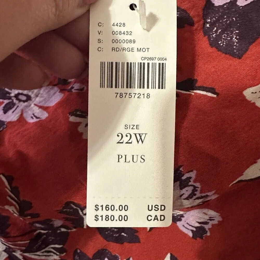 Maeve Anthropologie Red Floral Puff Sleeve Maxi Dress Plus Size 22W‎ NWT - Image 9