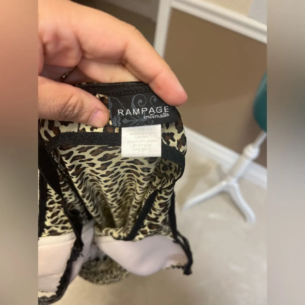 RAMPAGE‎ Intimates Vintage Mesh Leopard Print Slip Dress Built-In Bra (C/D Cup) - Image 8