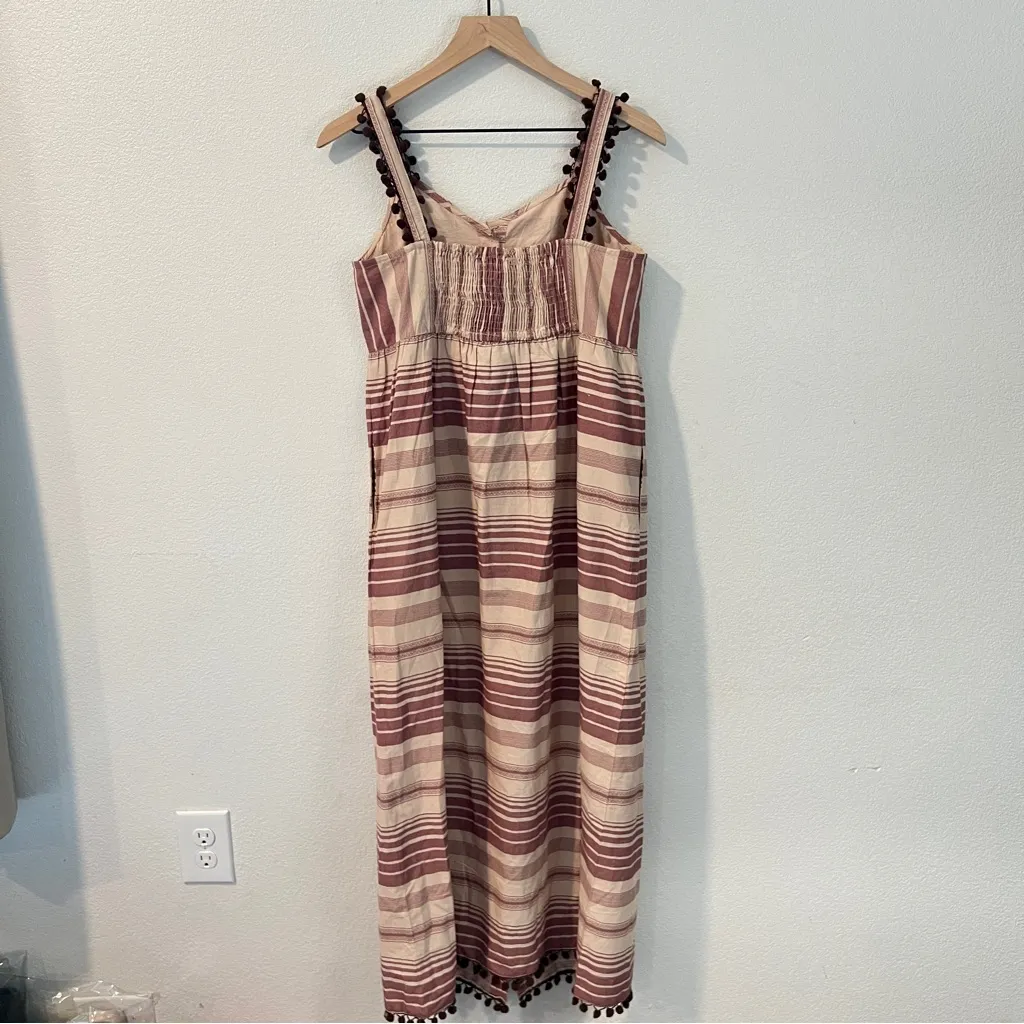 Indya Earthen Striped Cotton Button Down Maxi Dress Boho NWT Size M‎ Red Size M - Image 7