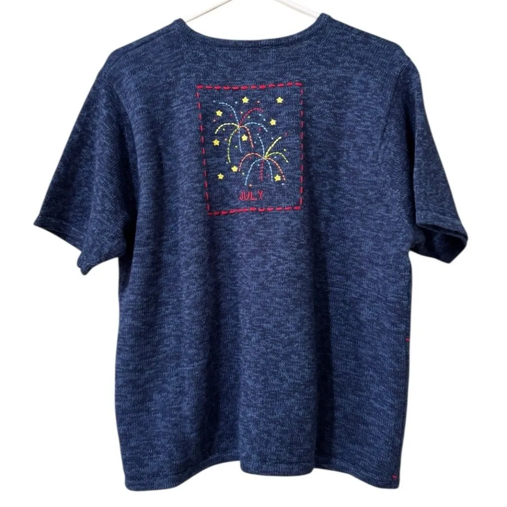 Marisa Christina Classics‎ Months of Year Sweater Size XL Cotton Blend Teacher Blue - Image 2