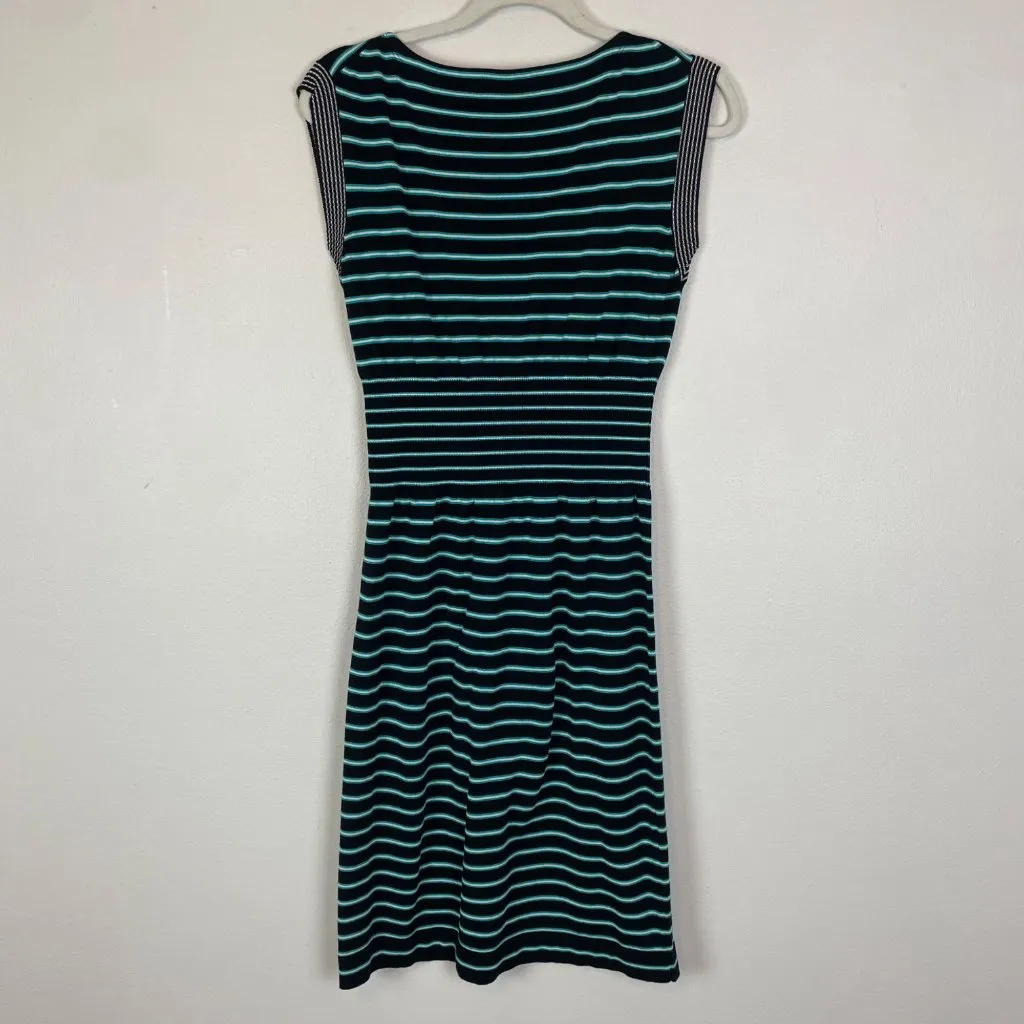 Prada‎ Italian 40 US 4 Black Blue Striped Knit Sweater Dress 2013 Fitted Waist - Image 5