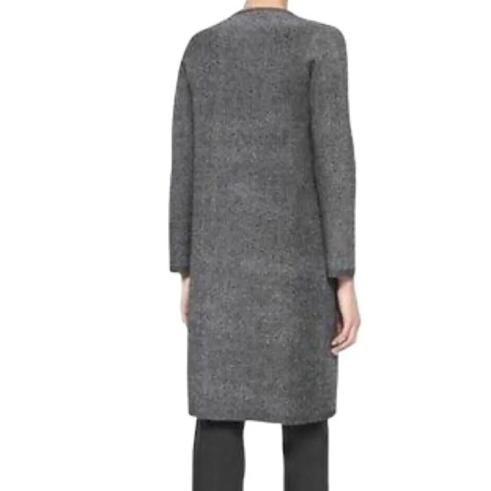 Theory Long Zip Front Lioralee Cardigan Dress Black Gray Thick Knit Size Small - Image 13