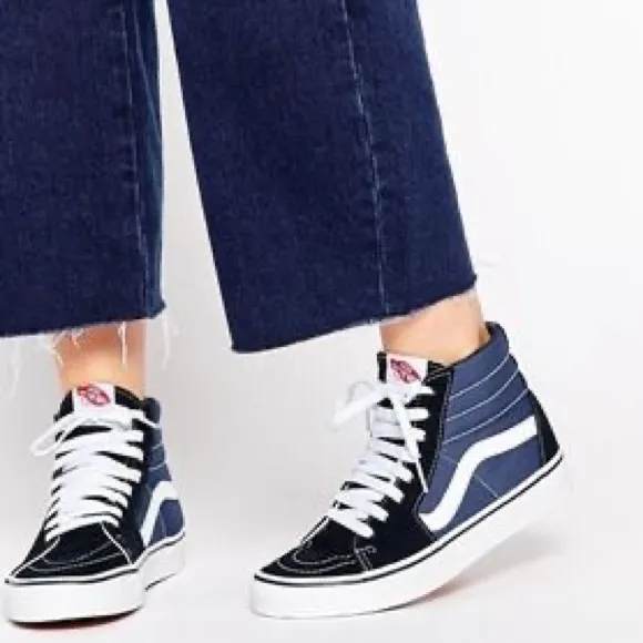 Vans Sk8-Hi Navy Blue/White Skateboarding High Tops Shoes Sneakers - Image 3