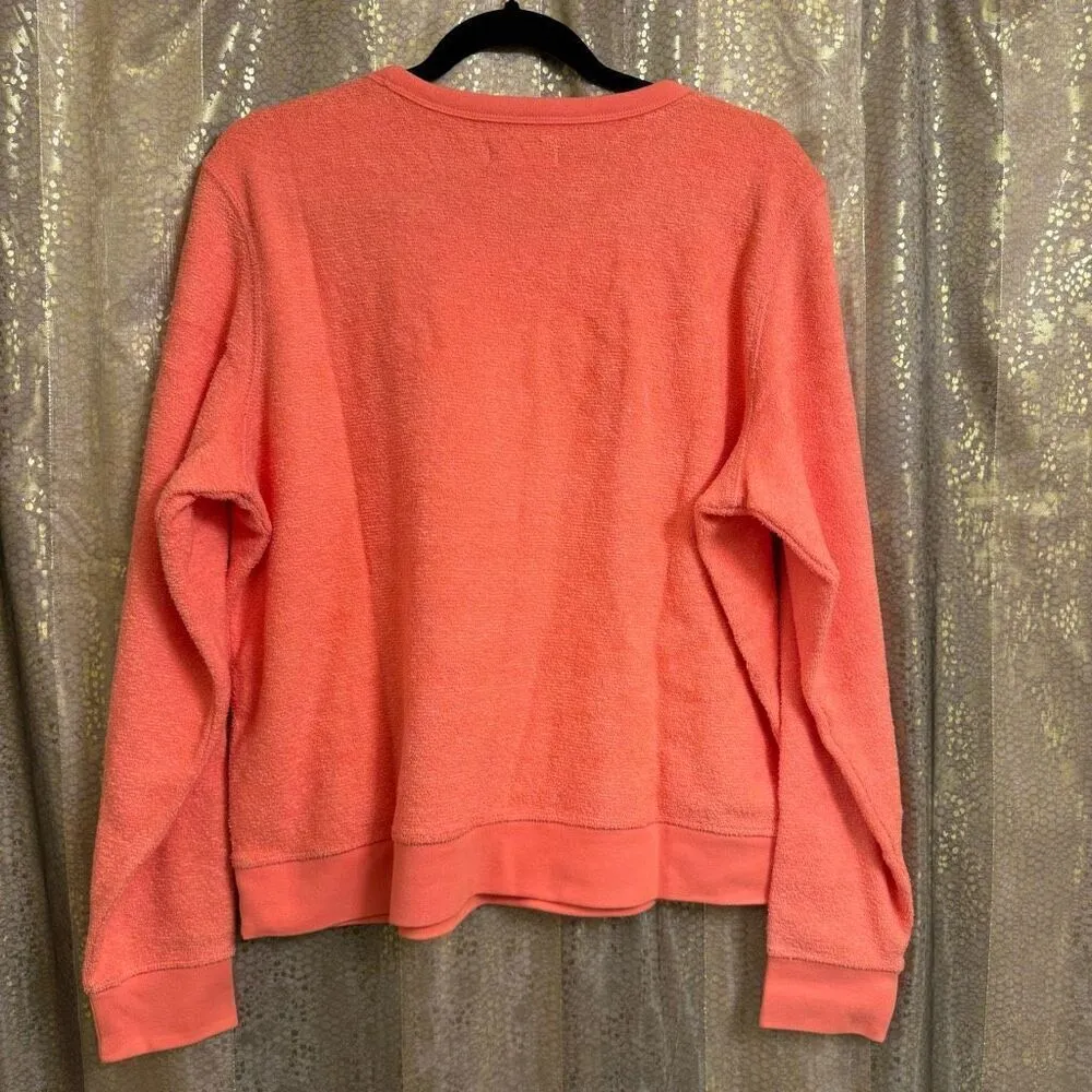 Outerknown Women's Hightide Crew Bright Neon Coral Sweater Large NWT - Image 2