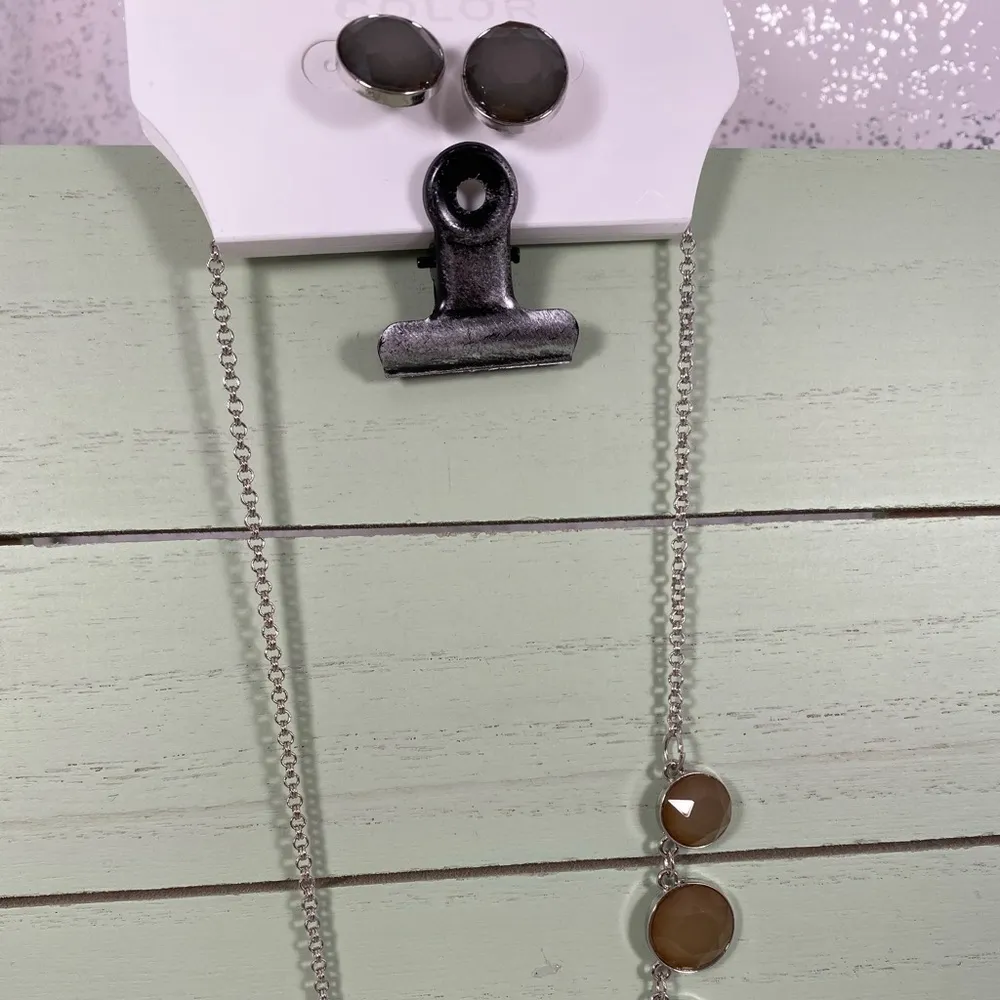 🆕 Color Brand Grey & Brown Crystal Jewelry Set Gray - Image 4