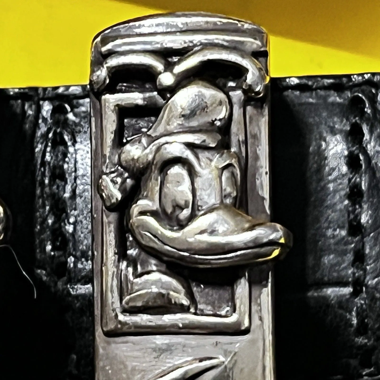 Vtg Brighton Mickey & Co Black Leather Belt 4pc Silver Train Buckle Women's 28 - Image 9