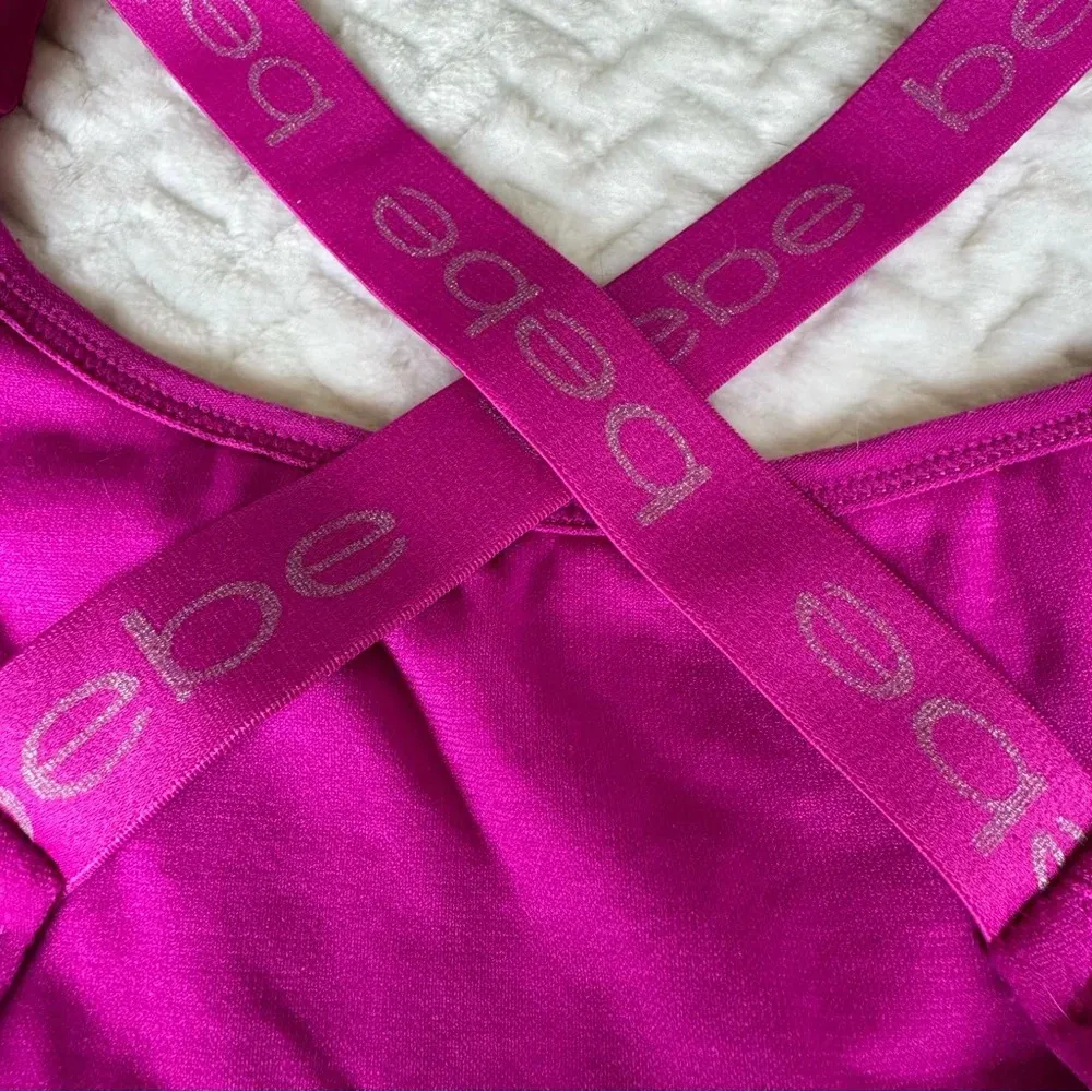 bebe‎ Magenta Sports Bra with Criss Cross Logo Straps size 2X - Image 4