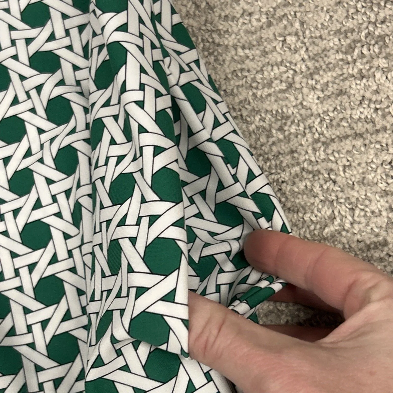 Jude Connally Dress Womens Large Green White Bell Sleeves Stretch Pockets USA - Image 7