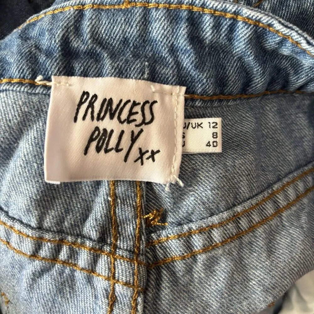 Princess Polly Denim Shorts Womens 8 Colorful Cotton High Rise Bottom - Image 4