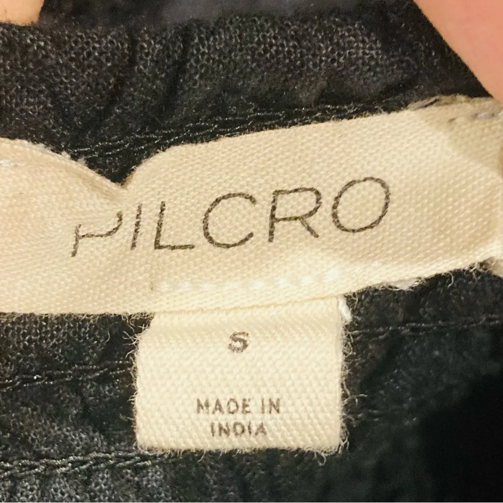 Anthropologie PILCRO black square neck tie back linen blend midi dress. Small - Image 4