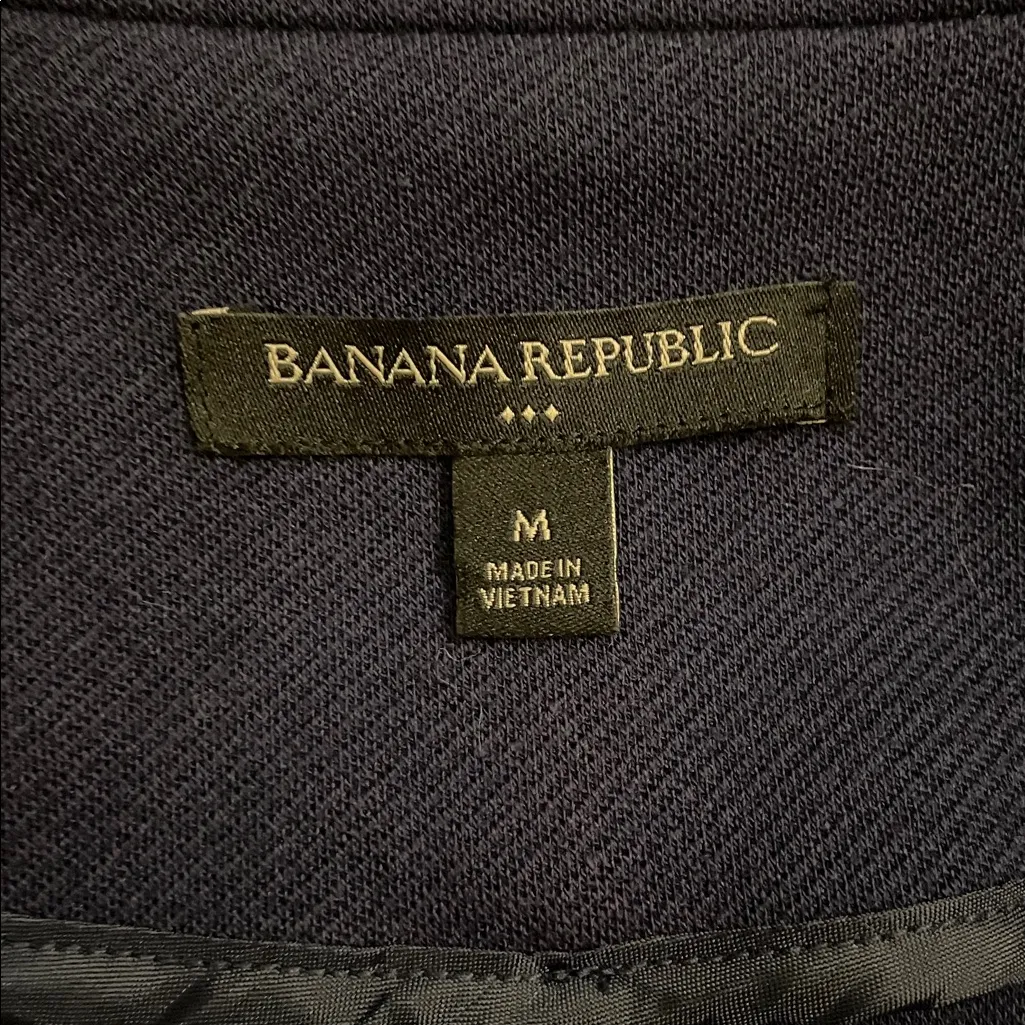 Banana Republic Blue Knit Sculpted Fit Stand Collar Blazer Jacket Womens Medium - Image 4