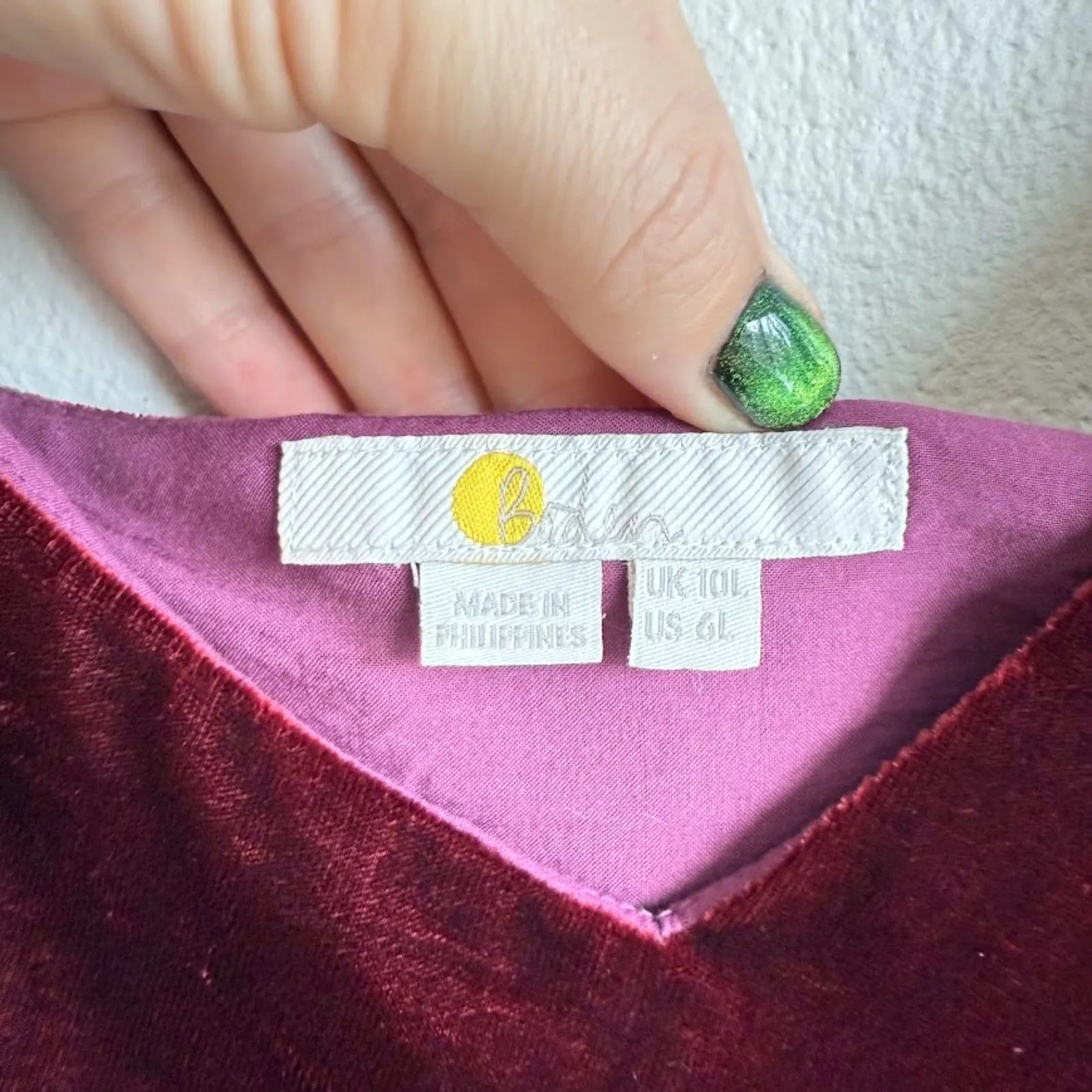 Boden Velvet Slip Midi Party Dress in Ruby Burgundy Red size 6L Tall - Image 3