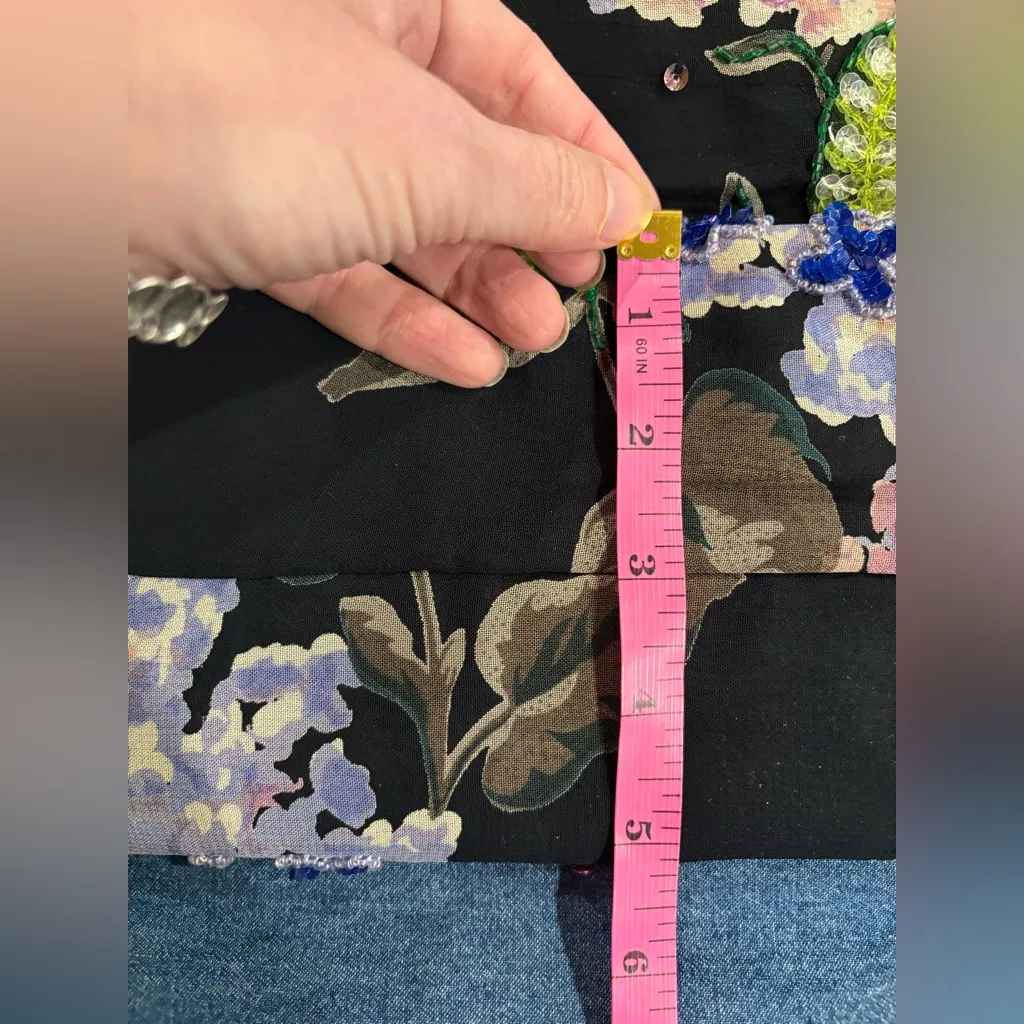 Christiana Lapetina vintage beaded lilac silk bag satchel tote black purple - Image 4